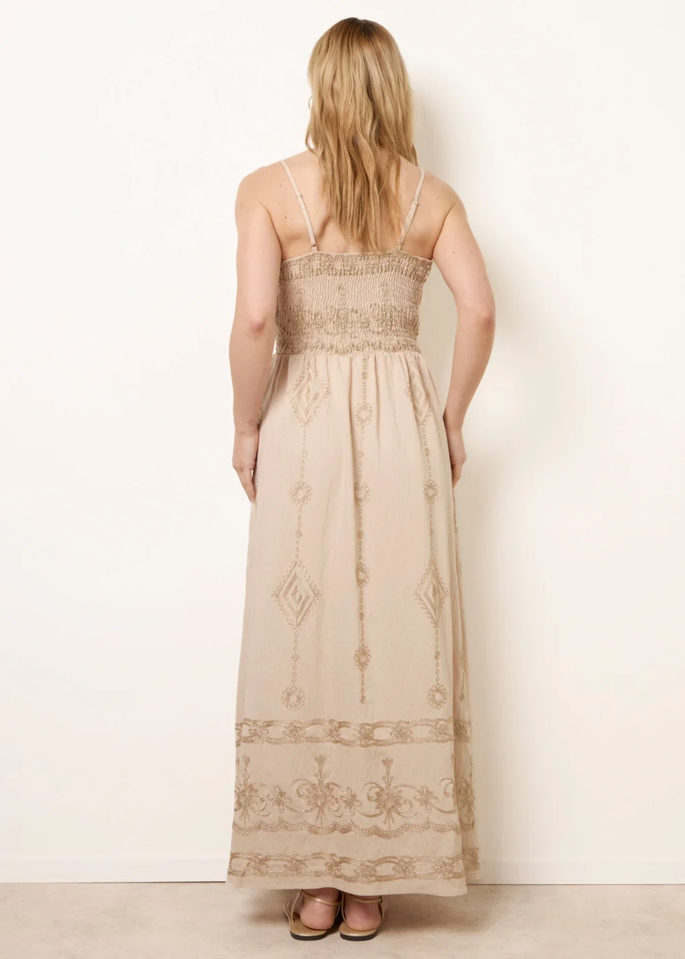Blue Vanilla Stone Embroidered Maxi Dress With Adjustable Straps - S/M Image 4