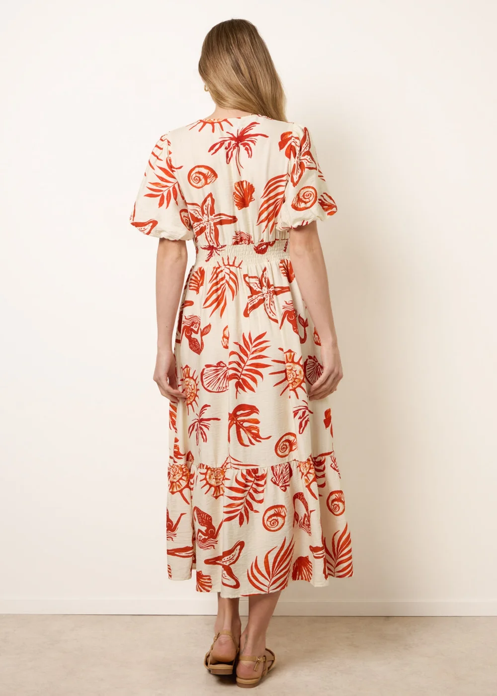 Blue Vanilla Orange Tropical Button Through Midi Dress - XL Image 4