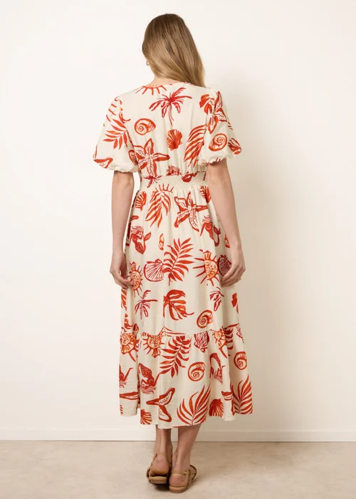 Blue Vanilla Orange Tropical Button Through Midi Dress - XL Image 4