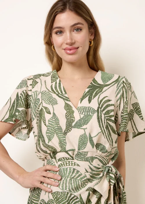Blue Vanilla Green Wrap Front Sarong Mini Dress - L Image 3