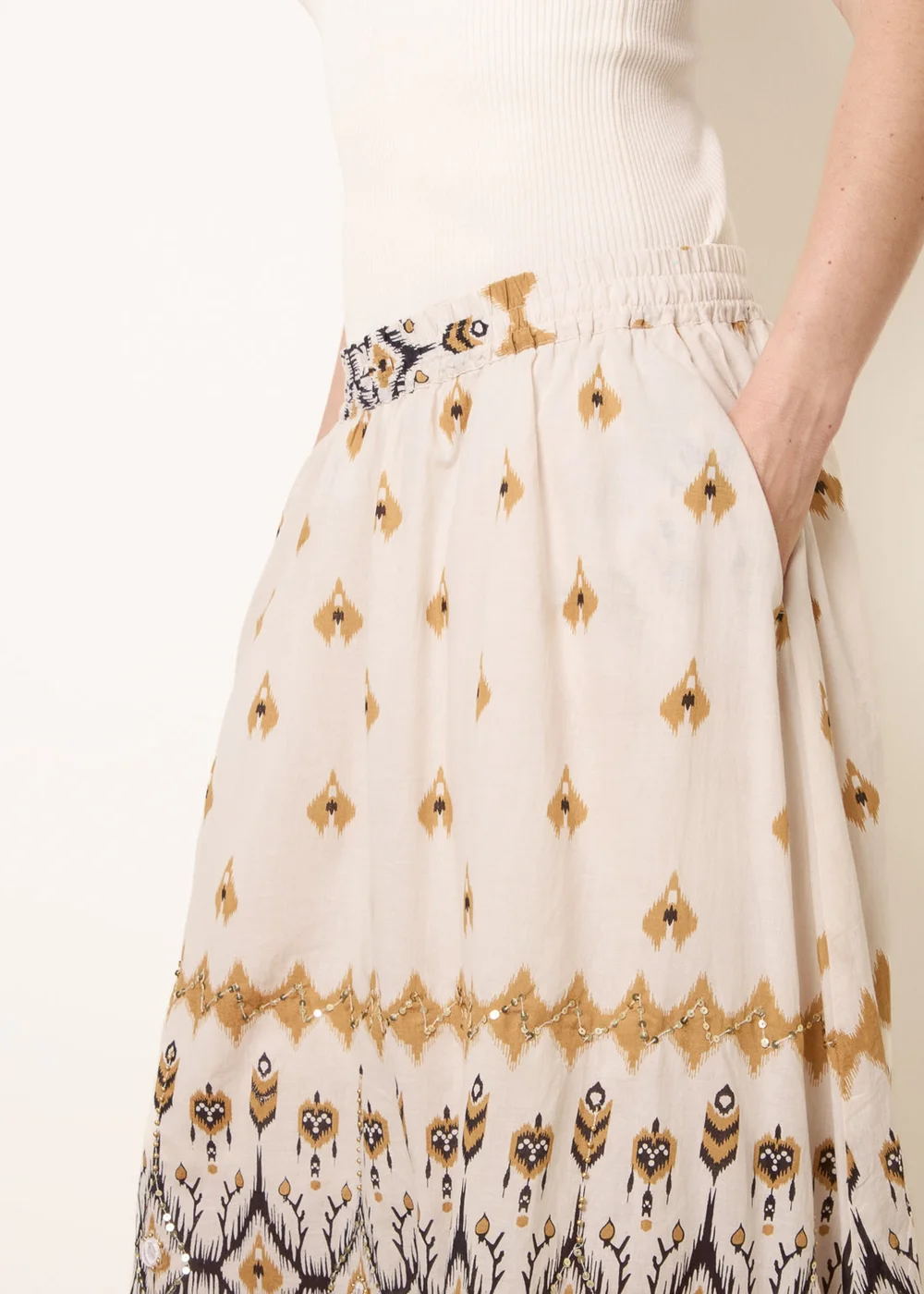 Blue Vanilla Stone Embroidered Midi Skirt - S/M Image 4