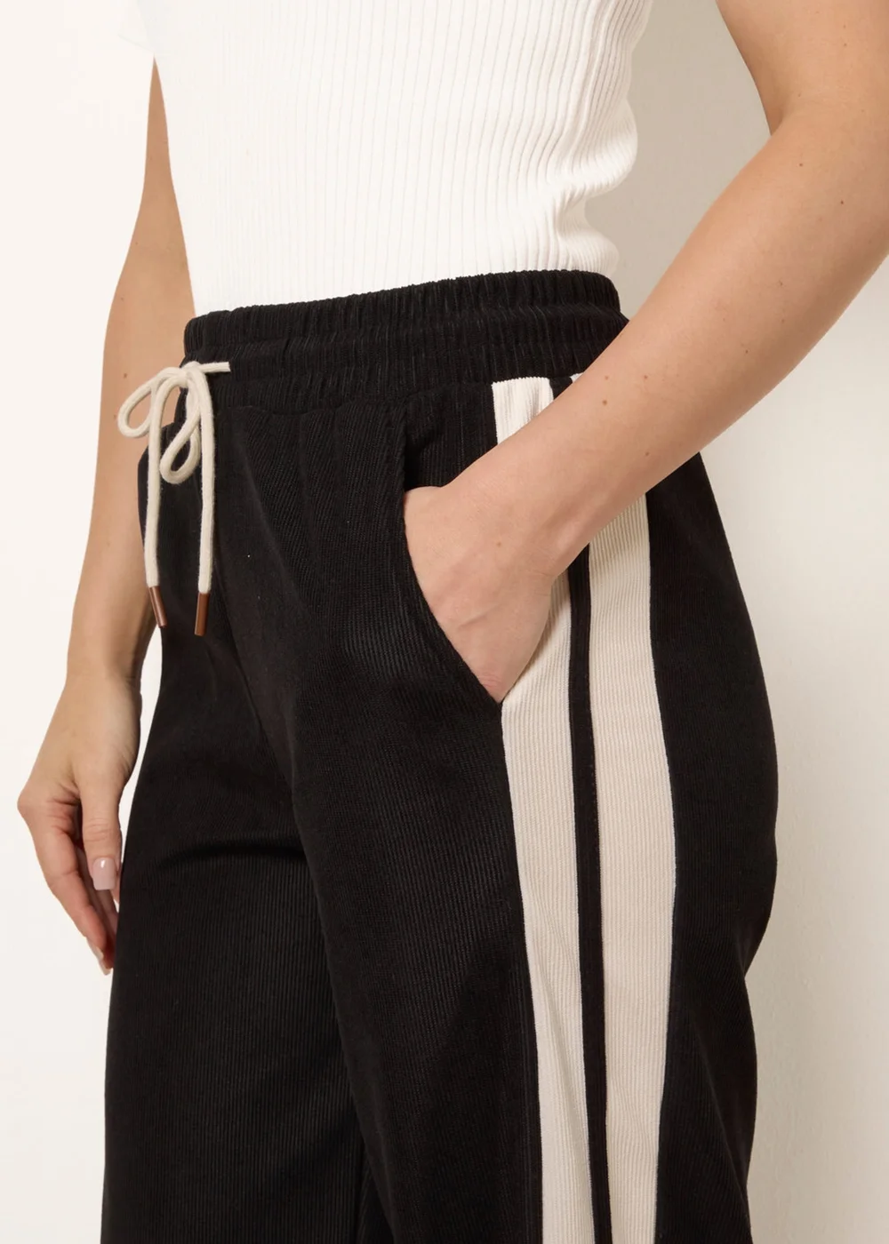 Blue Vanilla Black Corduroy Side Stripes Trousers - S Image 3