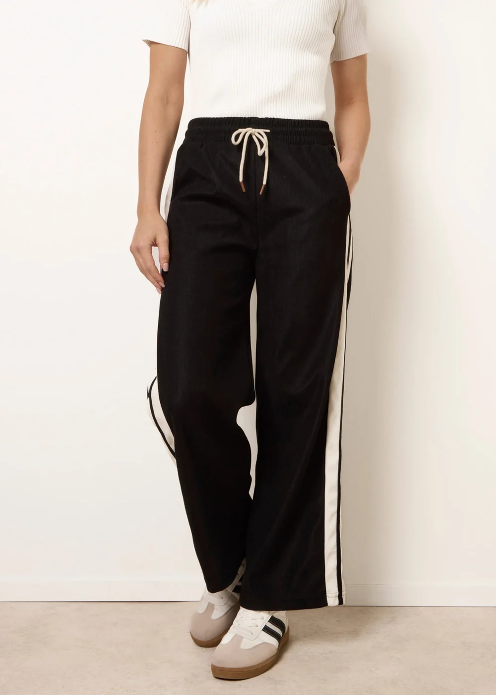 Blue Vanilla Black Corduroy Side Stripes Trousers - S Image 2