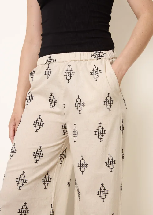 Blue Vanilla Stone Embroidered Trousers - M Image 3