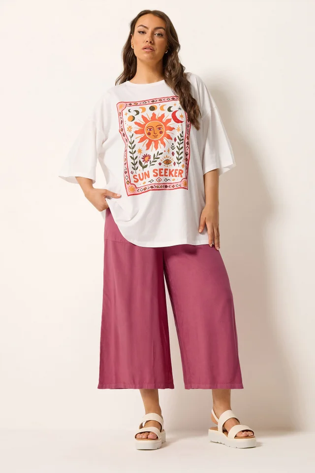 Yours Curve Ivory White 'Sun Seeker' Boxy T-Shirt