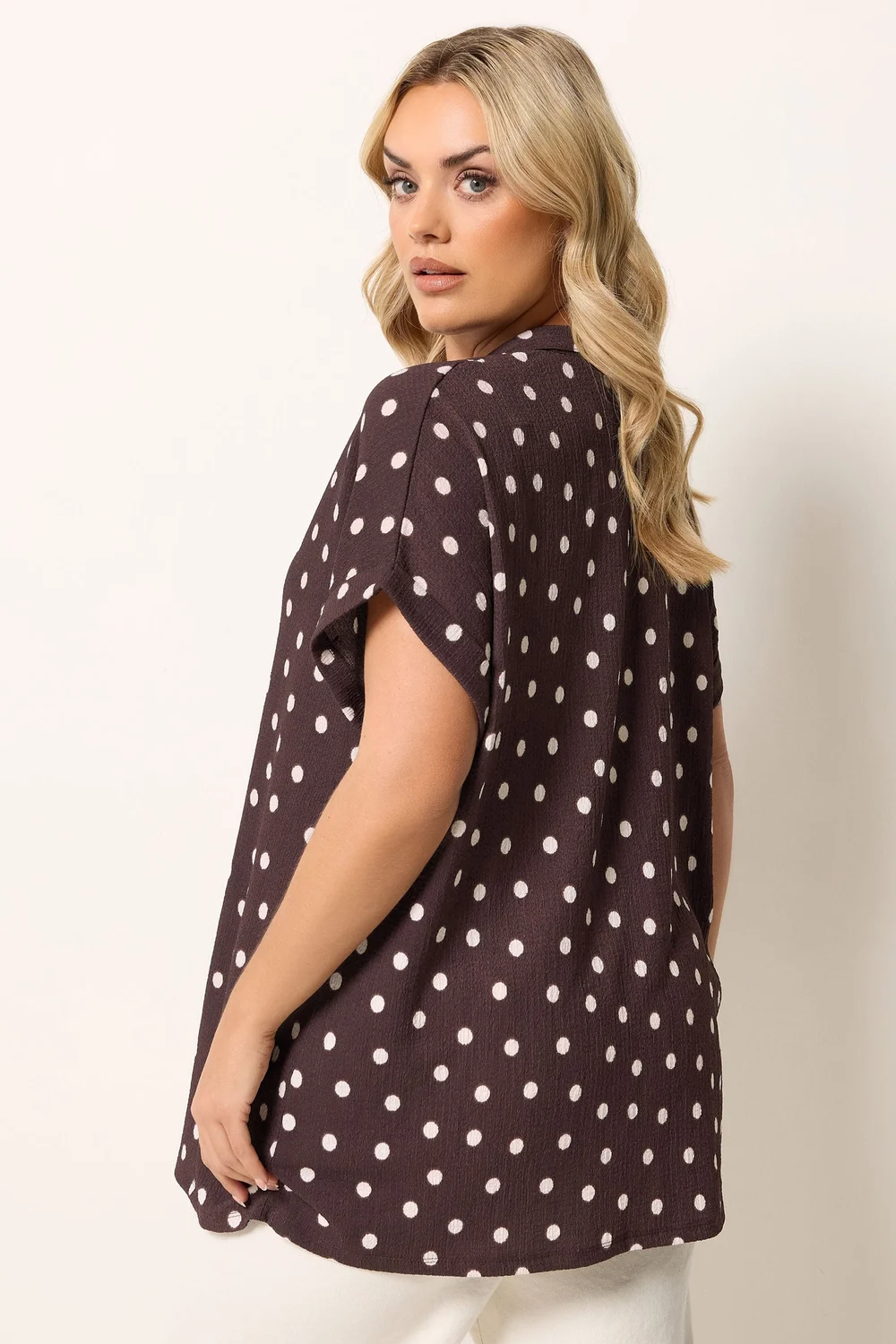 Yours Curve Chocolate Brown Polka Dot Shirt - 22-24 Image 4
