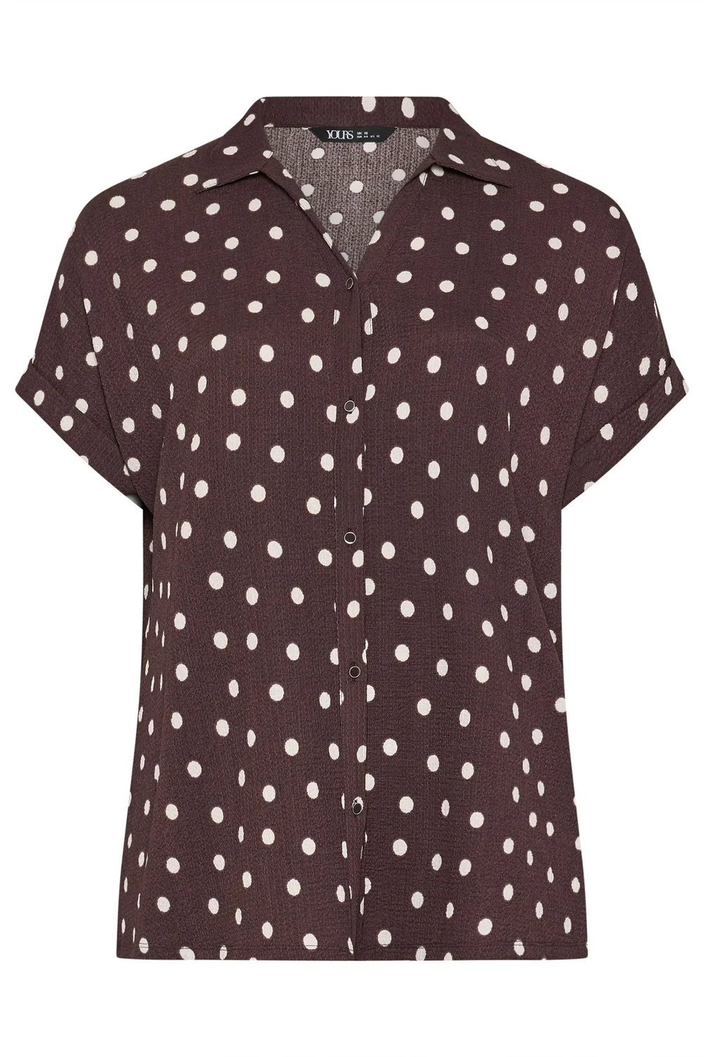 Yours Curve Chocolate Brown Polka Dot Shirt - 22-24 Image 2