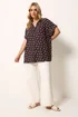 Yours Curve Chocolate Brown Polka Dot Shirt - 22-24 Image 3