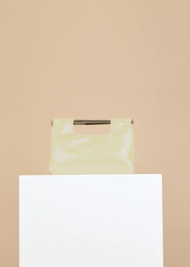 Little Mistress Yellow Metal Bar Clutch Bag