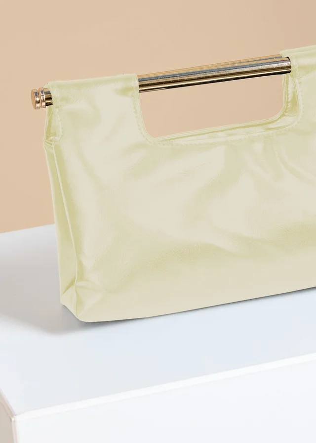 Little Mistress Yellow Metal Bar Clutch Bag