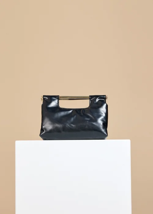 Little Mistress Black Metal Bar Clutch Bag - One Size Image 1