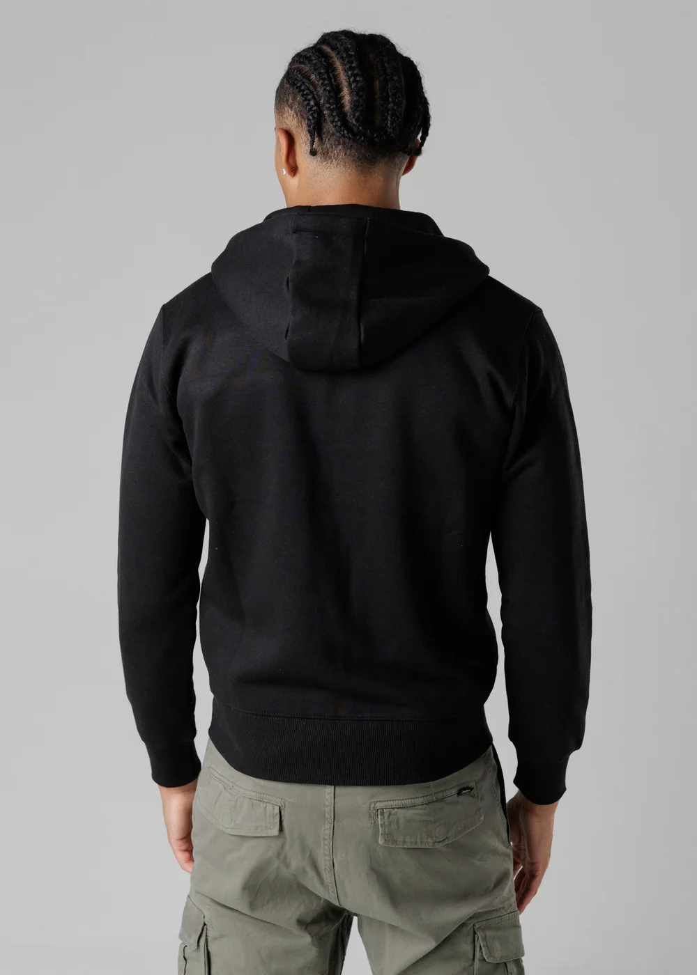 Firetrap Black Regular Fit Cotton Rich Zip Through Hoody With Drawstring - S Image 2