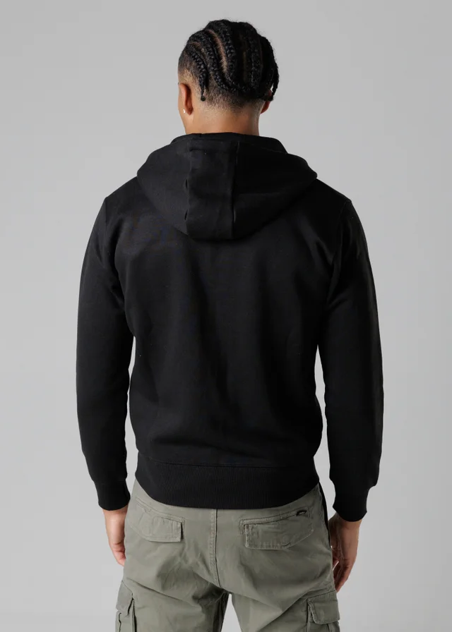 Firetrap Black Regular Fit Cotton Rich Zip Through Hoody With Drawstring