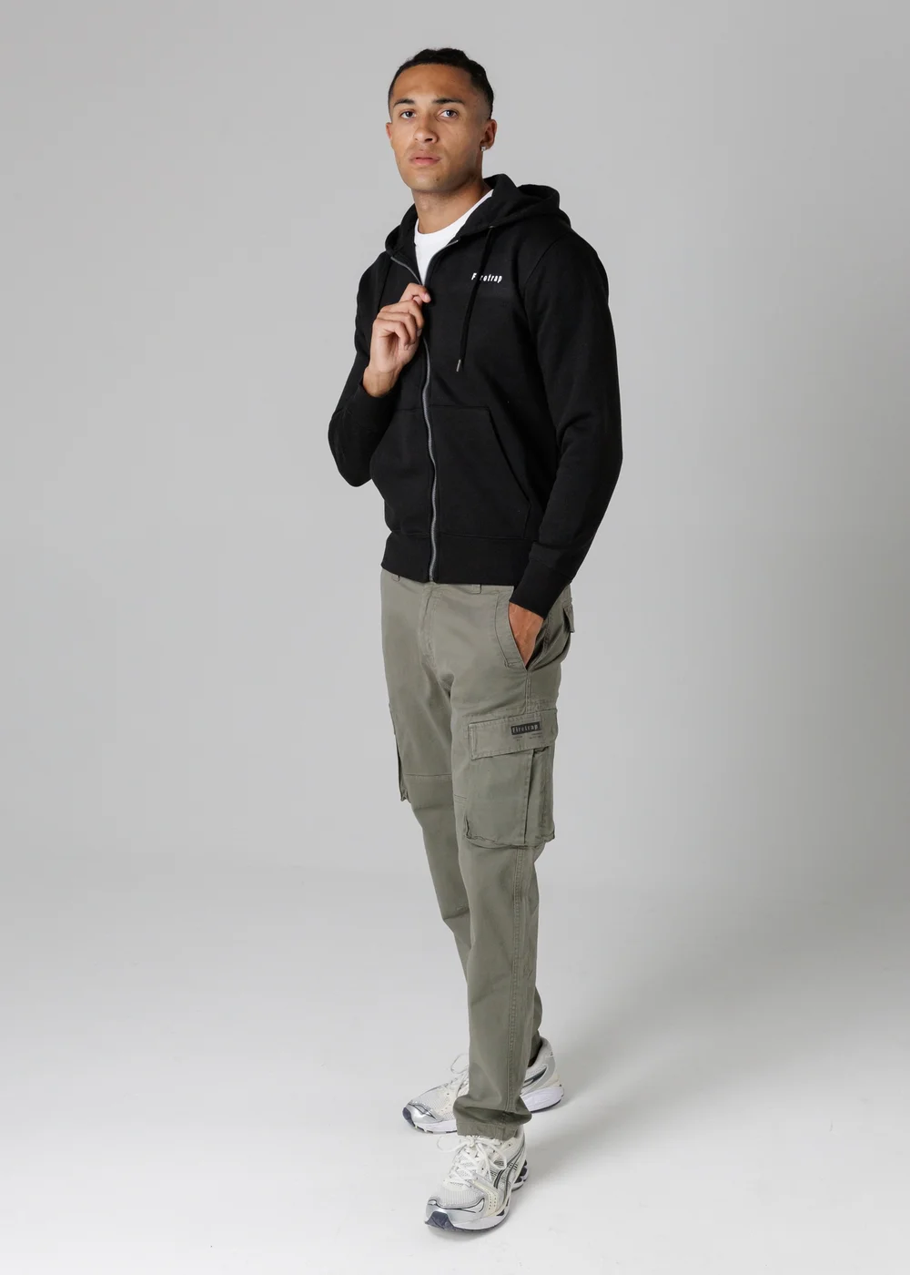 Firetrap Black Regular Fit Cotton Rich Zip Through Hoody With Drawstring - S Image 4