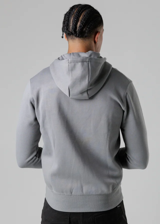 Firetrap Grey Regular Fit Cotton Rich Zip Through Hoody With Drawstring