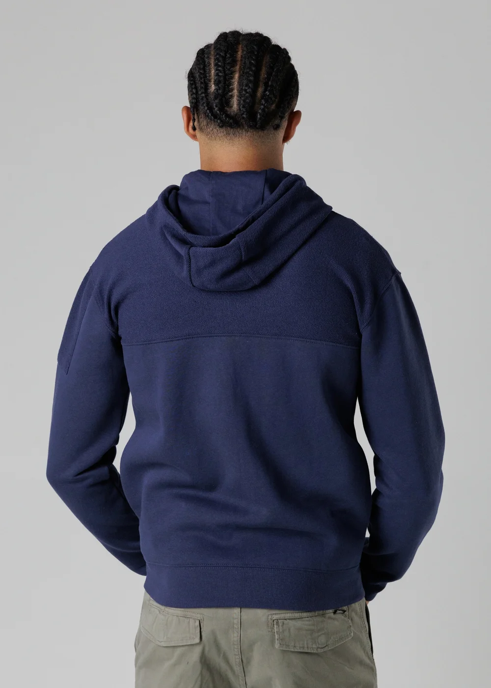 Firetrap Dark Blue Regular Fit Cotton Rich Zip Through Hoody With Sleeve Pocket - S Image 2