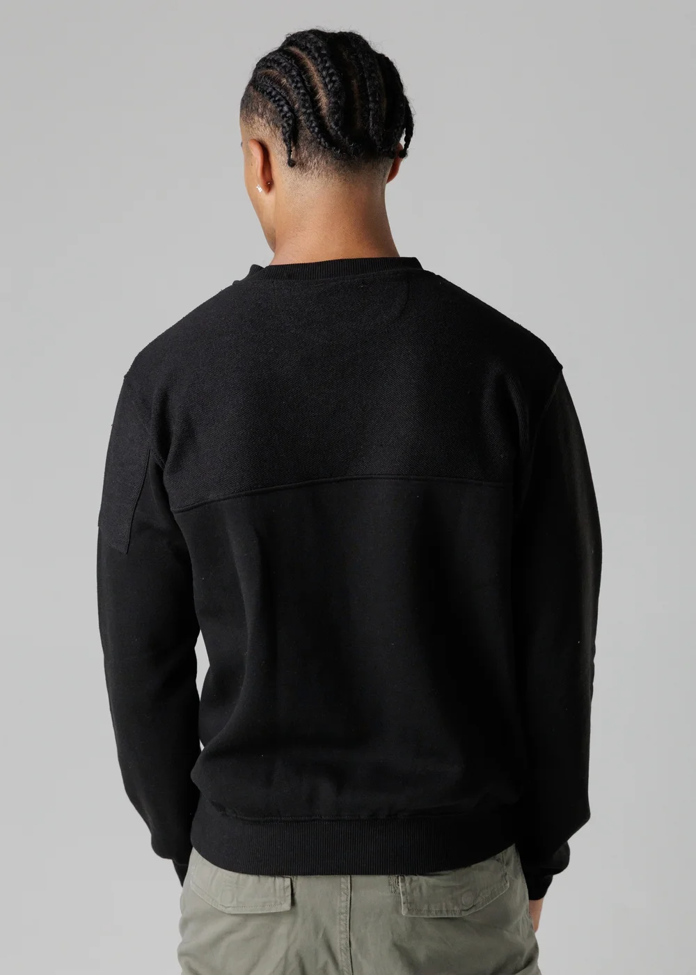 Firetrap Black Regular Fit Cotton Rich Crew Neck Sweatshirt With Sleeve Pocket - S Image 2