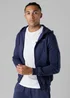 Firetrap Dark Blue Regular Fit Zip Through Fleece Hoody With Drawstrings - S Image 3