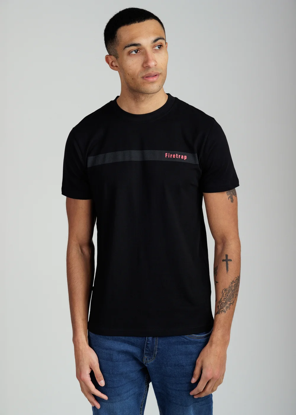 Firetrap Multi 3 Pack Regular Fit Cotton Crew T-Shirts - S Image 4
