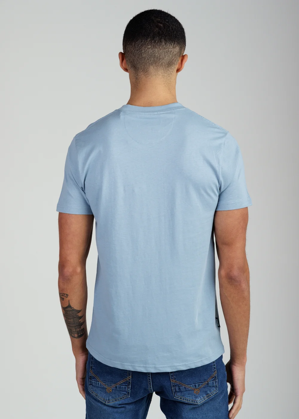 Firetrap Light Blue Regular Fit Cotton Graphic Crew T-Shirt - S Image 2