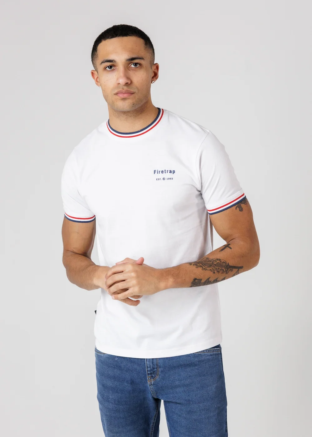 Firetrap Multi 4 Pack Regular Fit Cotton Crew T-Shirts - 2XL Image 2