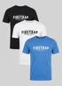Firetrap Black 3 Pack Regular Fit Cotton Graphic Crew Neck T-Shirts - S Image 1