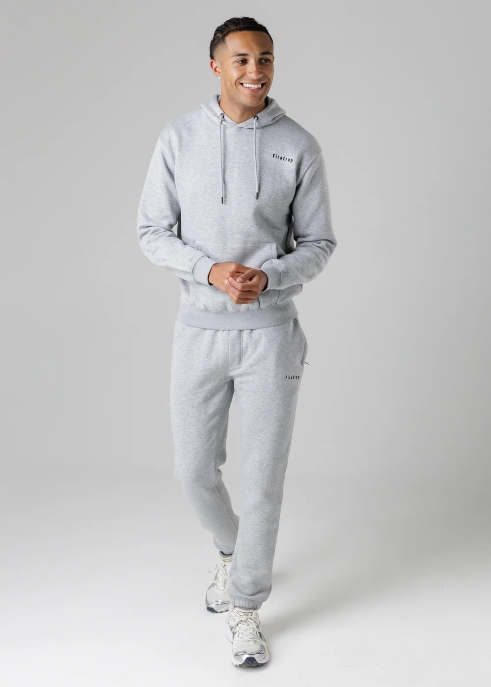 Firetrap Light Grey Cotton Rich Brushed Fleece Joggers With Zip Pockets - S Image 4
