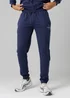 Firetrap Dark Blue Regular Fit Cotton Blend Fleece Joggers With Drawstring Waist - S Image 1