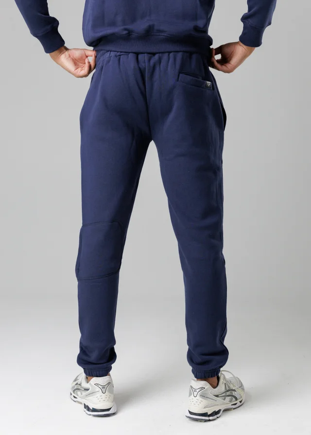 Firetrap Dark Blue Regular Fit Cotton Blend Fleece Joggers With Drawstring Waist