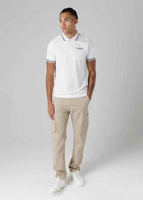 Firetrap White Regular Fit Cotton Button Polo Shirt With Stripe Detail - XL Image 4