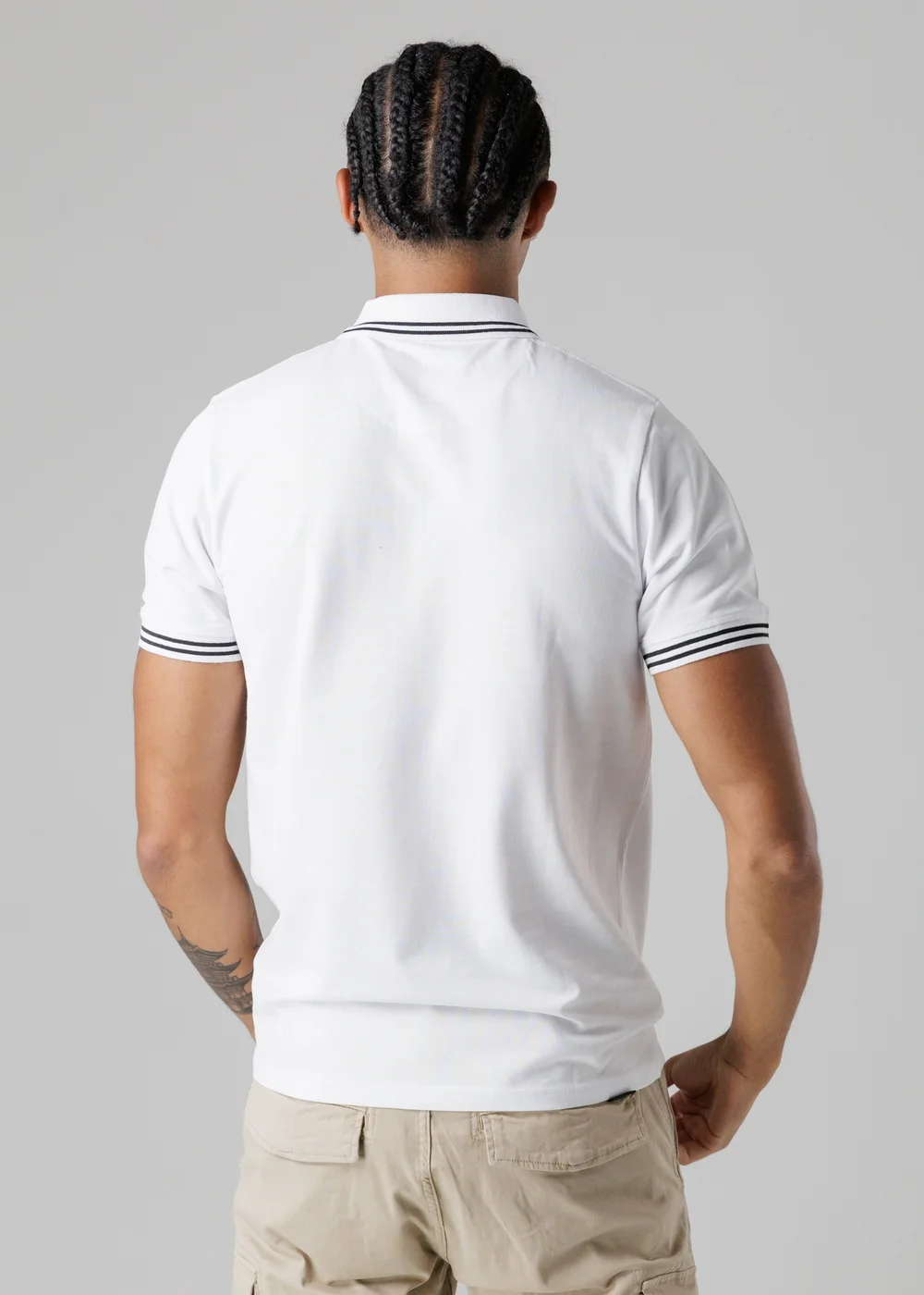 Firetrap White Regular Fit Cotton Button Polo Shirt With Stripe Detail - XL Image 2