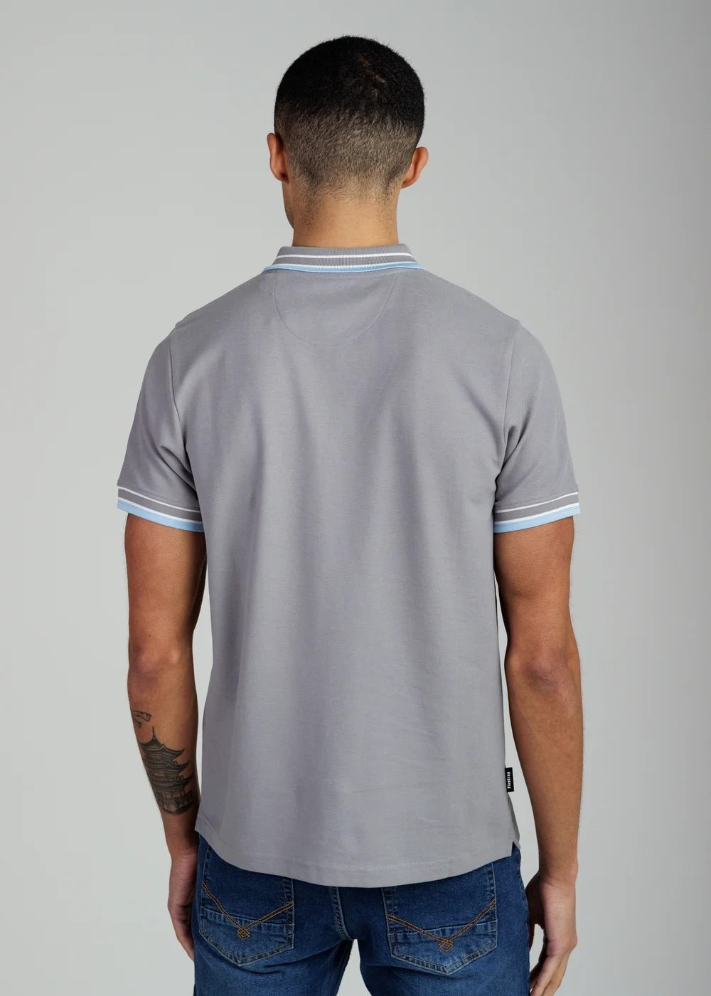 Firetrap Dark Grey Regular Fit Cotton Button Polo Shirt With Contrast Trim - S Image 2