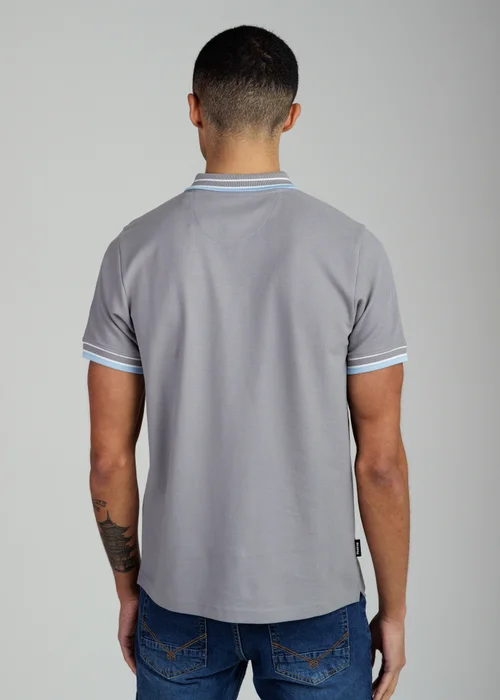 Firetrap Dark Grey Regular Fit Cotton Button Polo Shirt With Contrast Trim - S Image 2