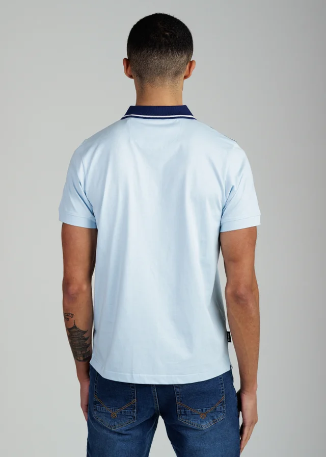 Firetrap Light Blue Regular Fit Cotton Jersey Polo With Taping