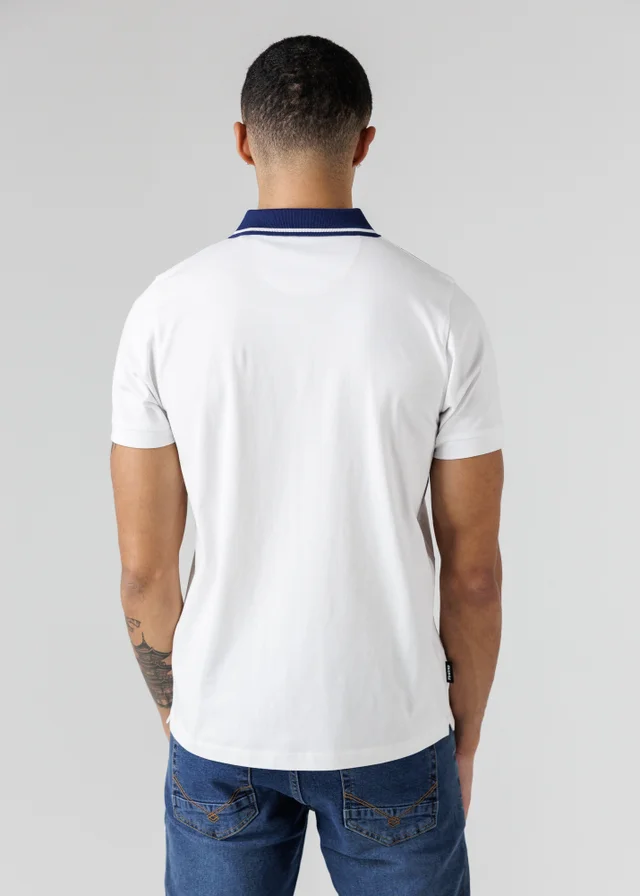 Firetrap White Regular Fit Cotton Jersey Polo With Taping