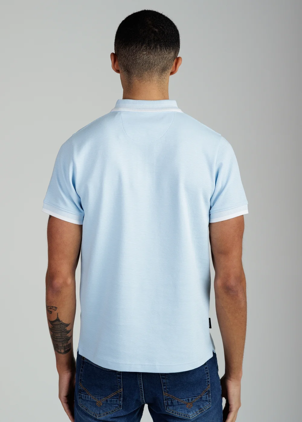 Firetrap Light Blue Regular Fit Cotton Ottoman Zip Polo - XL Image 2