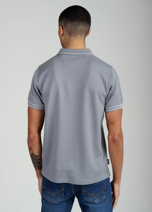 Firetrap Dark Grey Regular Fit Textured Zip Up Polo Shirt - S Image 2