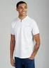Firetrap White Regular Fit Textured Zip Up Polo Shirt - S Image 1