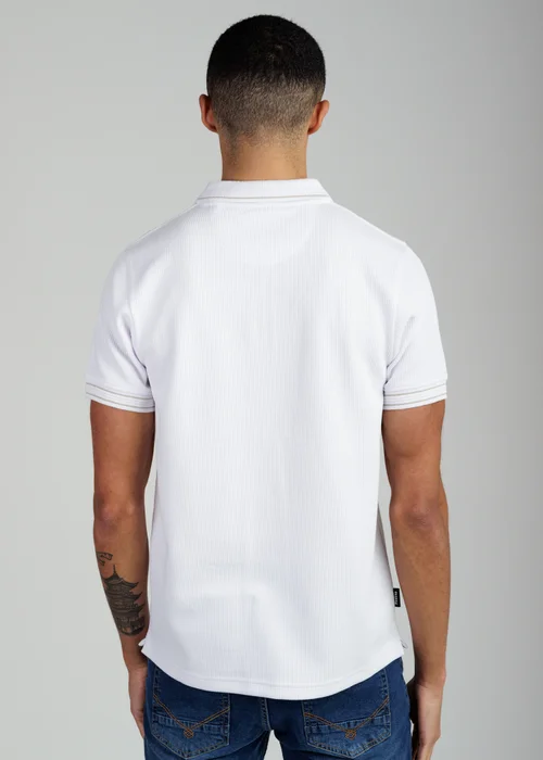 Firetrap White Regular Fit Textured Zip Up Polo Shirt - S Image 2