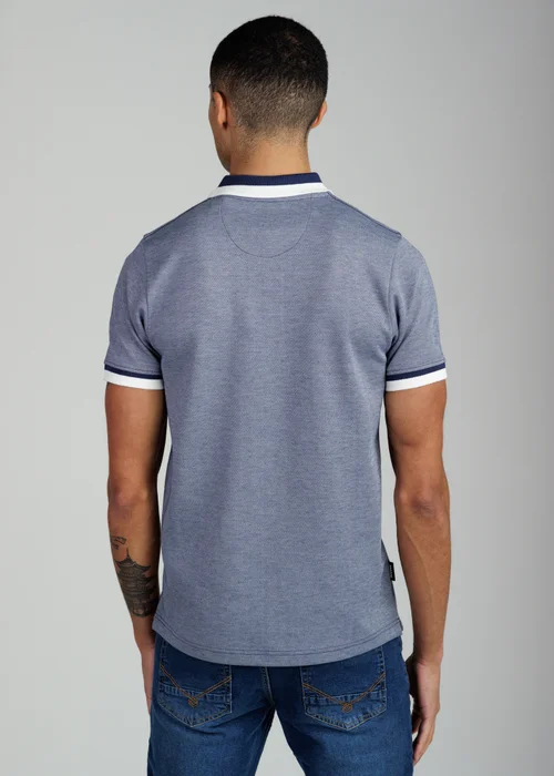 Firetrap Navy Regular Fit Cotton Rich Jacquard Polo - M Image 2