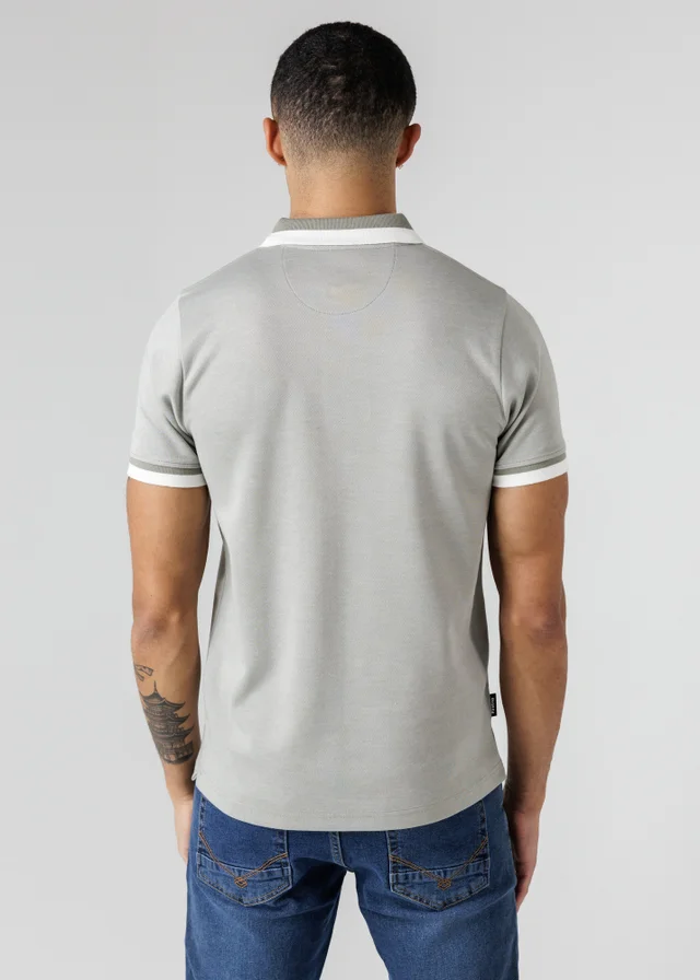 Firetrap Khaki Regular Fit Cotton Rich Jacquard Polo