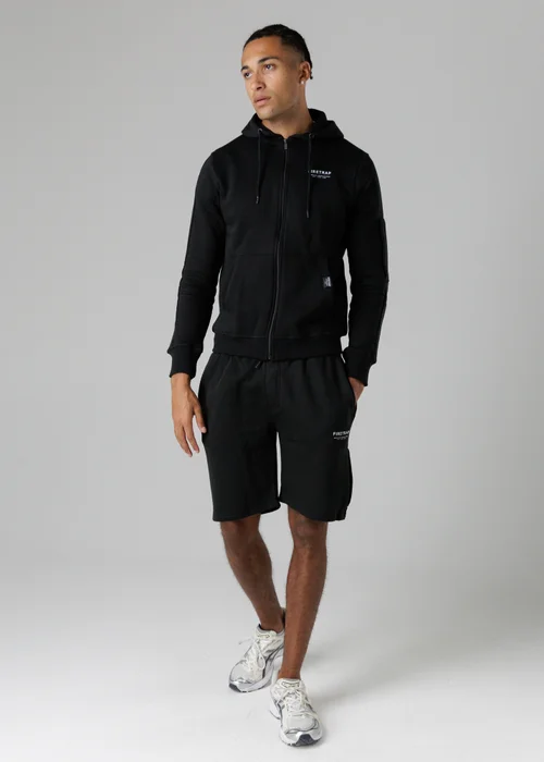 Firetrap Black Regular Fit Cotton Blend Fleece Shorts With Drawstring Waist - S Image 4