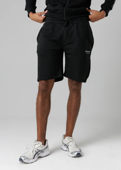 Firetrap Black Regular Fit Cotton Blend Fleece Shorts With Drawstring Waist - S Image 1