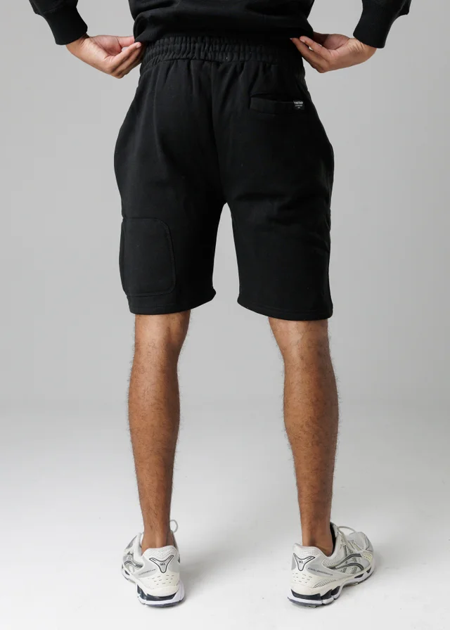 Firetrap Black Regular Fit Cotton Blend Fleece Shorts With Drawstring Waist