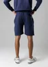 Firetrap Dark Blue Regular Fit Cotton Blend Fleece Shorts With Drawstring Waist - S Image 2