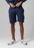 Firetrap Dark Blue Regular Fit Cotton Blend Fleece Shorts With Drawstring Waist - S Image 1