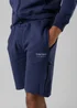Firetrap Dark Blue Regular Fit Cotton Blend Fleece Shorts With Drawstring Waist - S Image 3