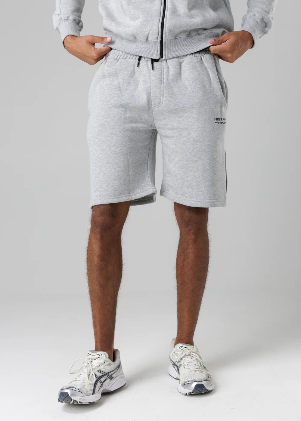 Firetrap Light Grey Regular Fit Cotton Blend Fleece Shorts With Drawstring Waist - XL Image 1