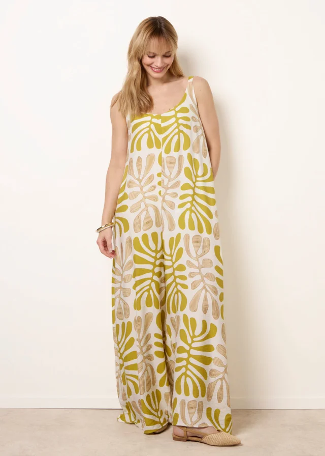 Blue Vanilla Green Floral Printed Jumpsuit
