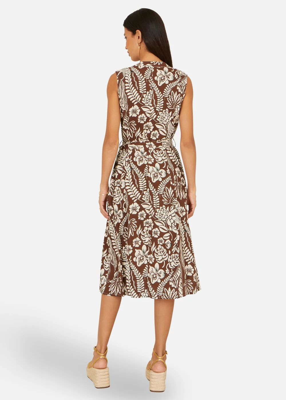 Yumi Brown Leaf Print Shirtdress - 14 Image 2